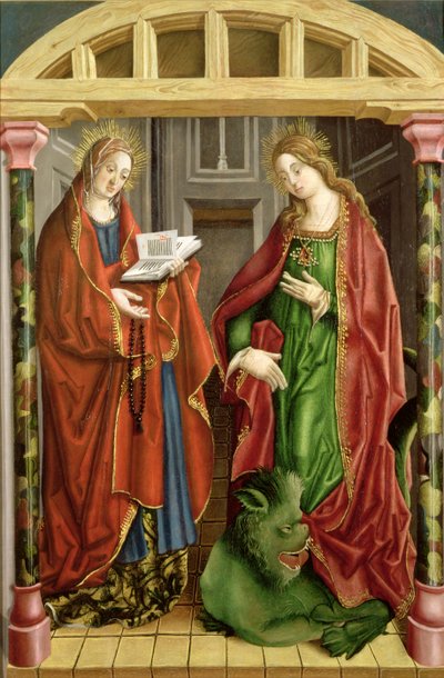 Two Female Saints, Possibly St. Mary Magdalene and St. Martha by Fernando Gallego
